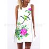 European and American Hot-selling New Digital Printing Round Neck Big Pendulum Loose Off-the-shoulder Medium and Long Vest Sleeveless Dress