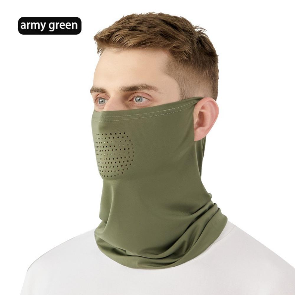 Ice Silk Mask for Men Breathable and Cool in Summer Outdoor Cycling  Hiking Face Cover Neck Wrap UV Protection Ear Bandana Scarf