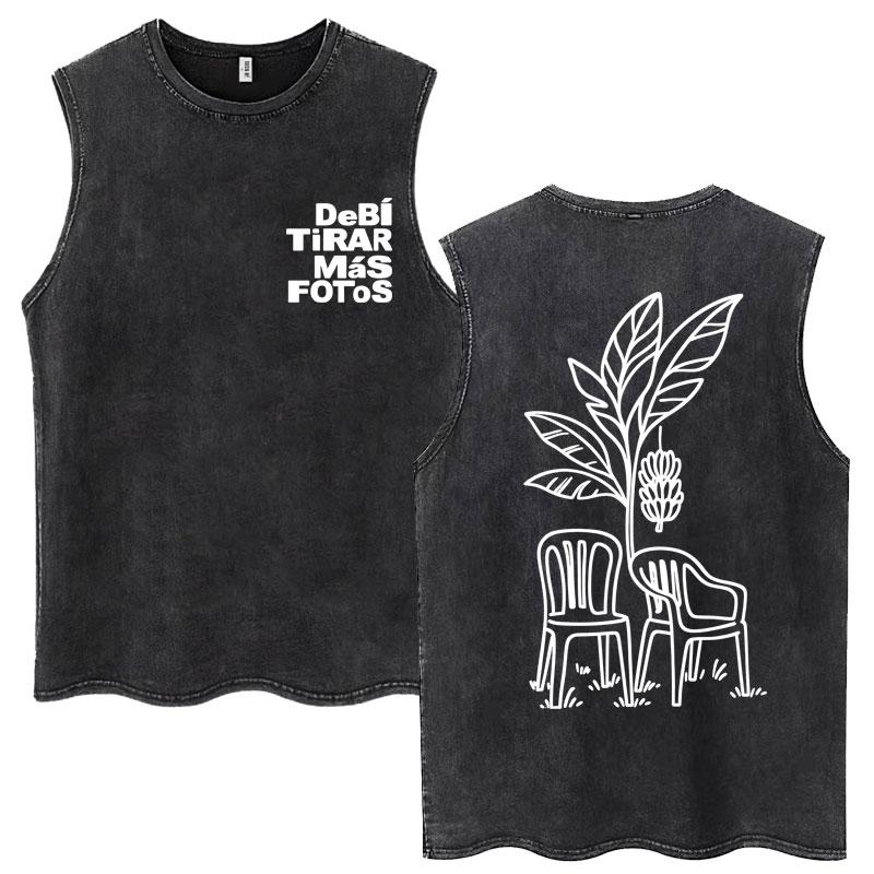 Rapper Bad Bunny Debi Tirar Mas Fotos DTMF Gewaschene Tanktops Mode Ästhetik Ärmellose T-Shirts Herren Damen Baumwollwesten