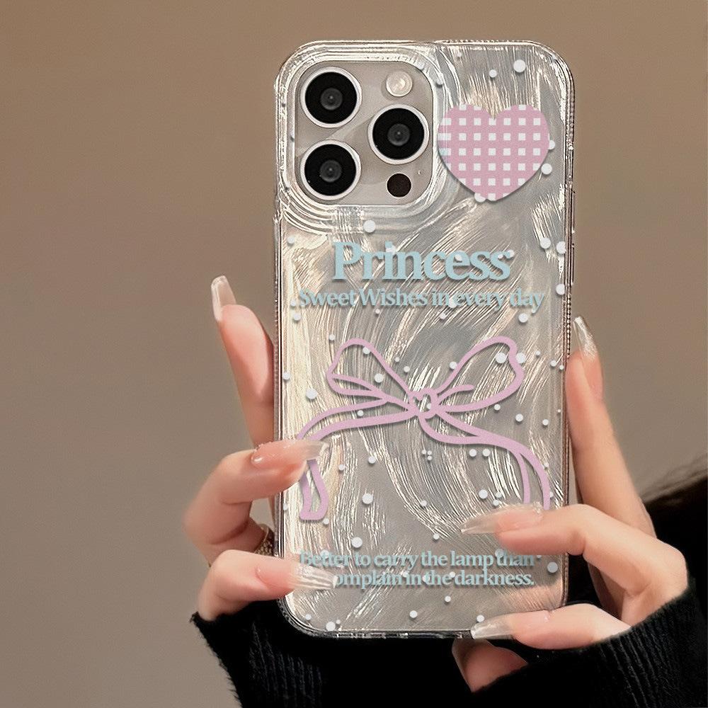Ins Girl Powder Love Butterfly Suitable for iPhone17promax Laser Mobile Phone Case 14/15 Large Hole 13 Anti-drop