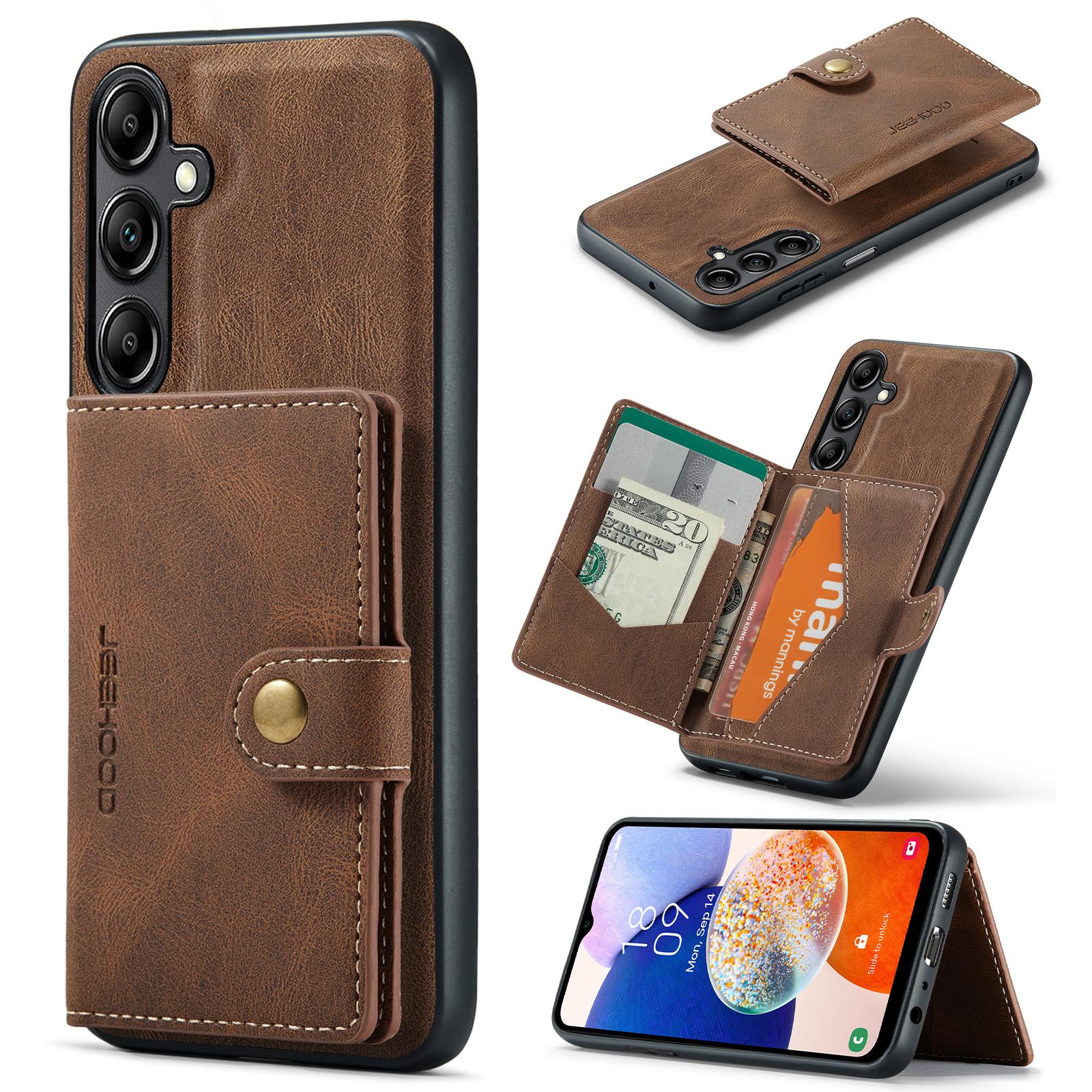 

For Samsung Galaxy A13 5G Case Card Holder Kickstand Leather+TPU Phone Cover Detachable Brown