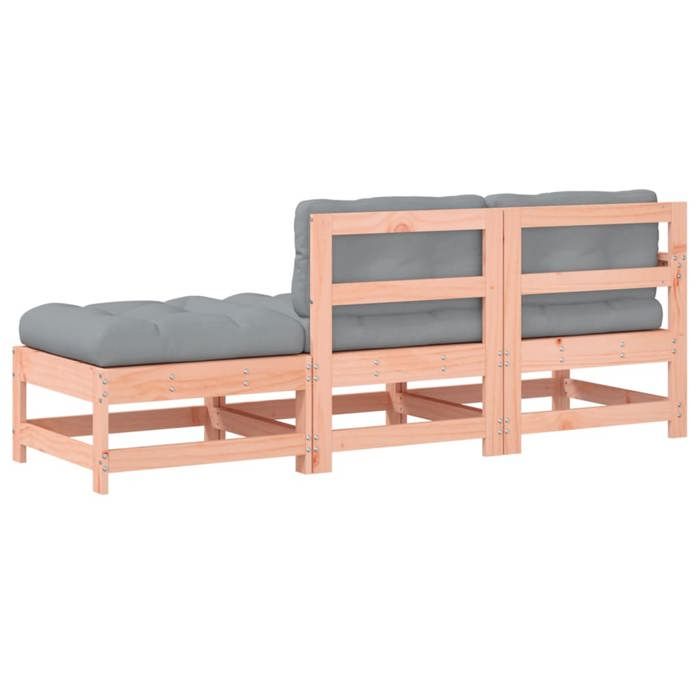 VidaXL Salon de jardin 3 pcs avec coussins bois massif douglas, ensemble de salon, ensemble de salon extérieur, ensemble de 825602