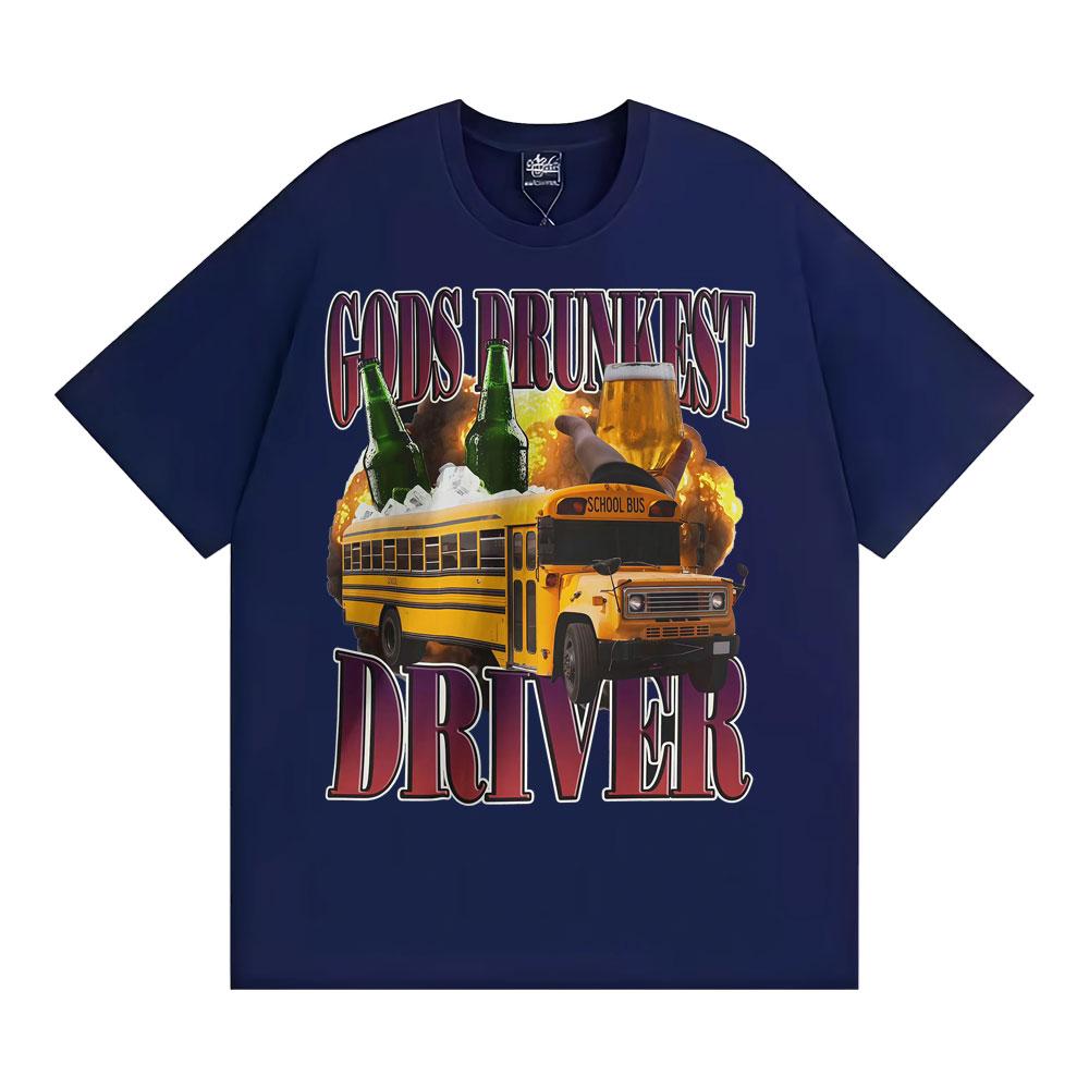 Funny Gods Drunkest Driver Humor Tshirts Drinking and Driving Instagram Meme T Shirts Men Casual Cotton Oversized T Shirt