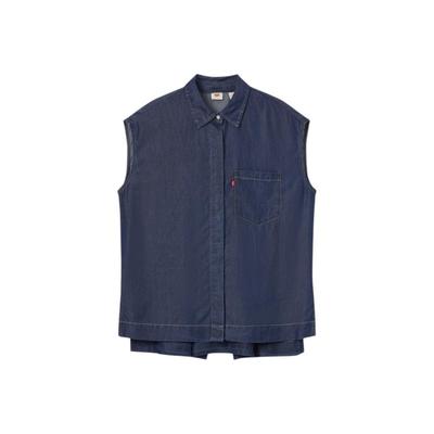 Levis Casual Comfortable Simple Solid Color Button Sleeveless Shirt Women Shirts 0052S-0002
