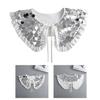 Sophisticated Sparkling Sequins Cape False Collar Elegant Pleated Ruffled Layering Shawl Clothing Accessory for Dress