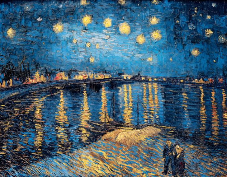 Van Gogh's Starry Night Oil Canvas Wall Art for Bedroom & Living Room Decor