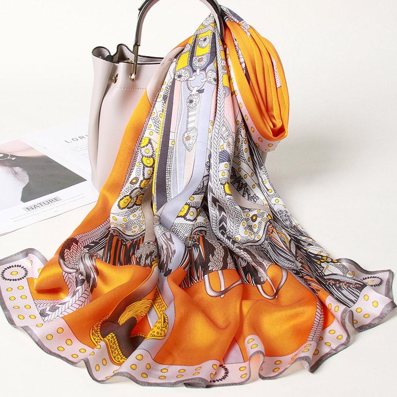 100% Silk Long Scarf Women Hangzhou Natural Silk Scarves Shawl Wraps Bufanda Headscarf Foulard Femme Print Silk Neck Scarf