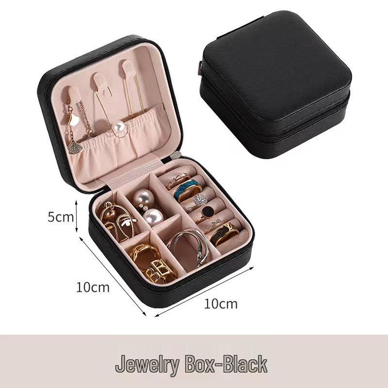 Exquisite Portable Jewelry Box: Compact Travel Storage for Earrings, Rings & Necklaces with Double-Layer Design