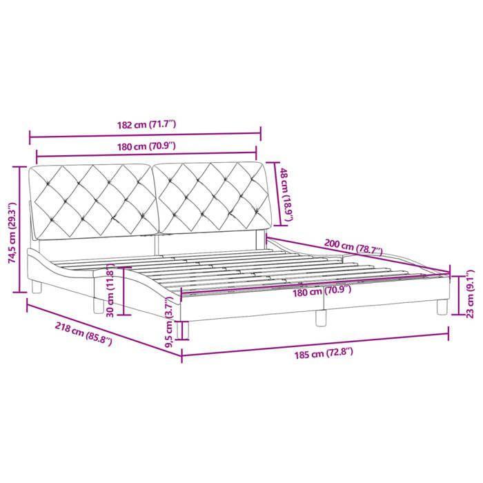 VidaXL Bed Frames Without Mattress, Upholstered Bed, Slatted Bed Base, Double Bed, Adult Bed for Interior Bedroom, 3207937