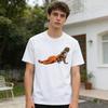 Men Tee Shirt Punch Monkey Neck Short Sleeve Pattern Round Pullover Tops Stretchy Fit Solid Color