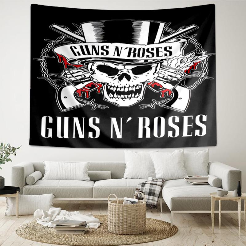 Guns Roses Fire Logo Tapestry, Unique Design Tapestry, Wall Decor for Bedroom,Livingroom, Playroom,Heartwarming Fan Holiday Gifts