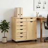 Rolling Cabinet with Wheels Brown 63.5 x 39 x 65.5 cm Solid Pine Wood