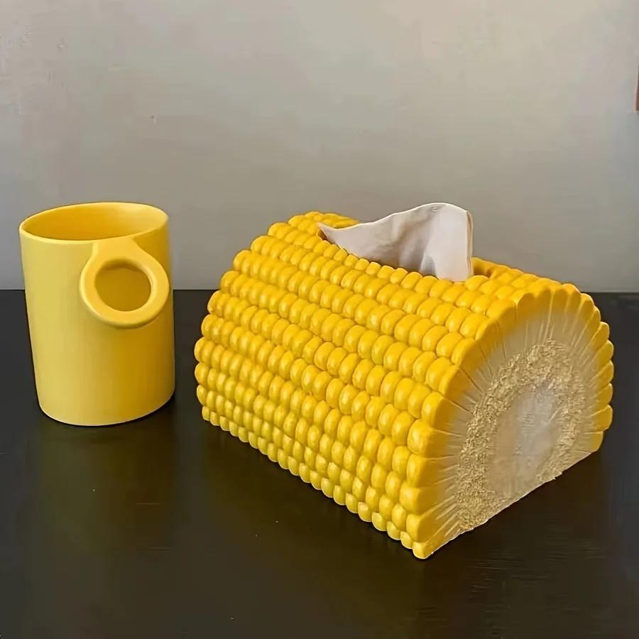 Unique Corn-Shaped Tissue Box Holder - Creative Decor for Living Room & Dining Table, Durable Plastic