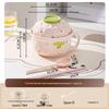 Cute Double-Handled Ceramic Bowl & Plate Set - Ideal for Instant Noodles, Soup, & More with Spoon & Chopsticks