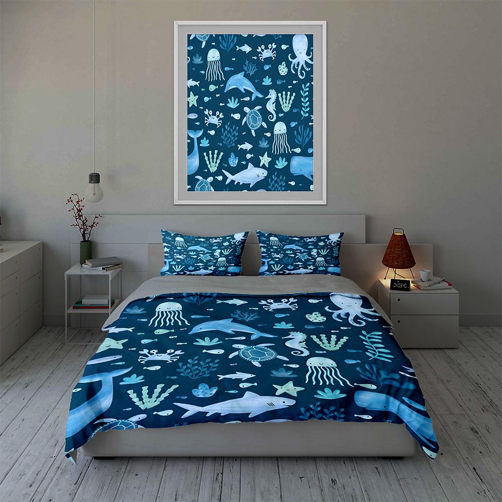 Underwater marine life. Bedding Duvet cover sets Duvet covers Pillowcases gifts (1 * Duvet Cover 2 * Pillowcases, without duvet insert)