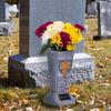 Solar Cemetery Vase with LED for Gravestone Outdoor Artificial Fresh Flower Holder Headstone