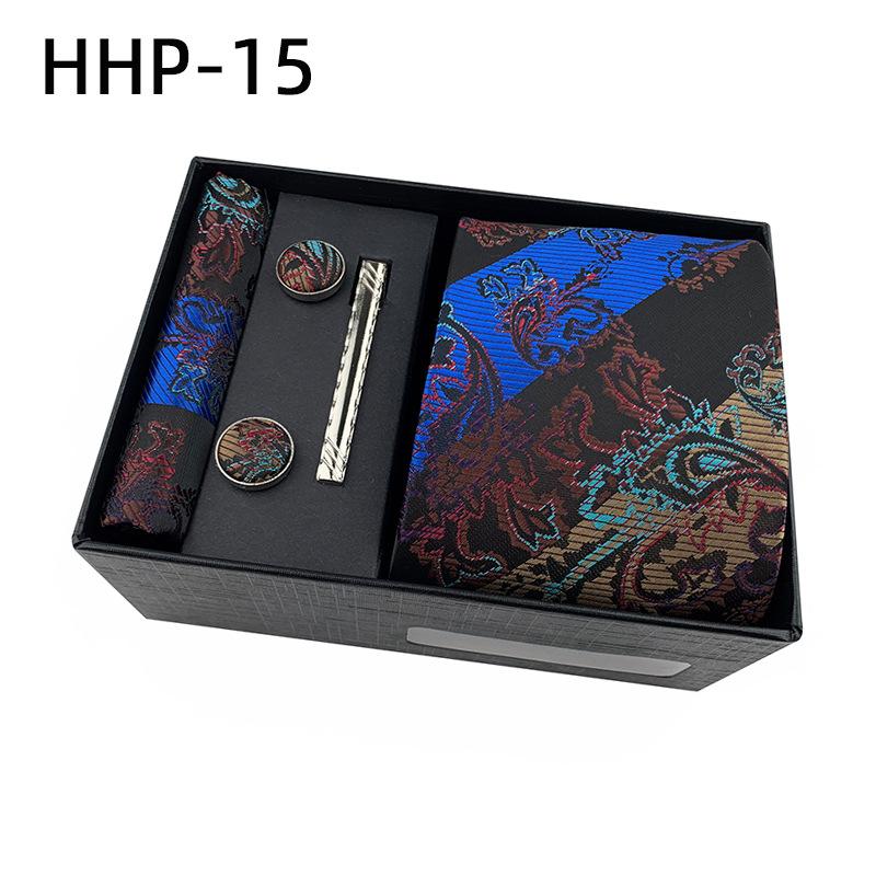 Paisley Men'S Tie Square Cuff Tie Clip Gift Box Set Business Casual Tie Black Gift Box