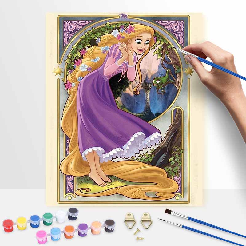 Disney Rapunzel Tangled oil paint by numbers painting kit handmade diy home decor gifts wall art canvas pictures for living room decor