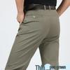 Men's Plus Size High Waist Cotton Work Pants - Summer Lightweight Casual & Formal Straight Leg Trousers for Middle-Aged & Elderly.