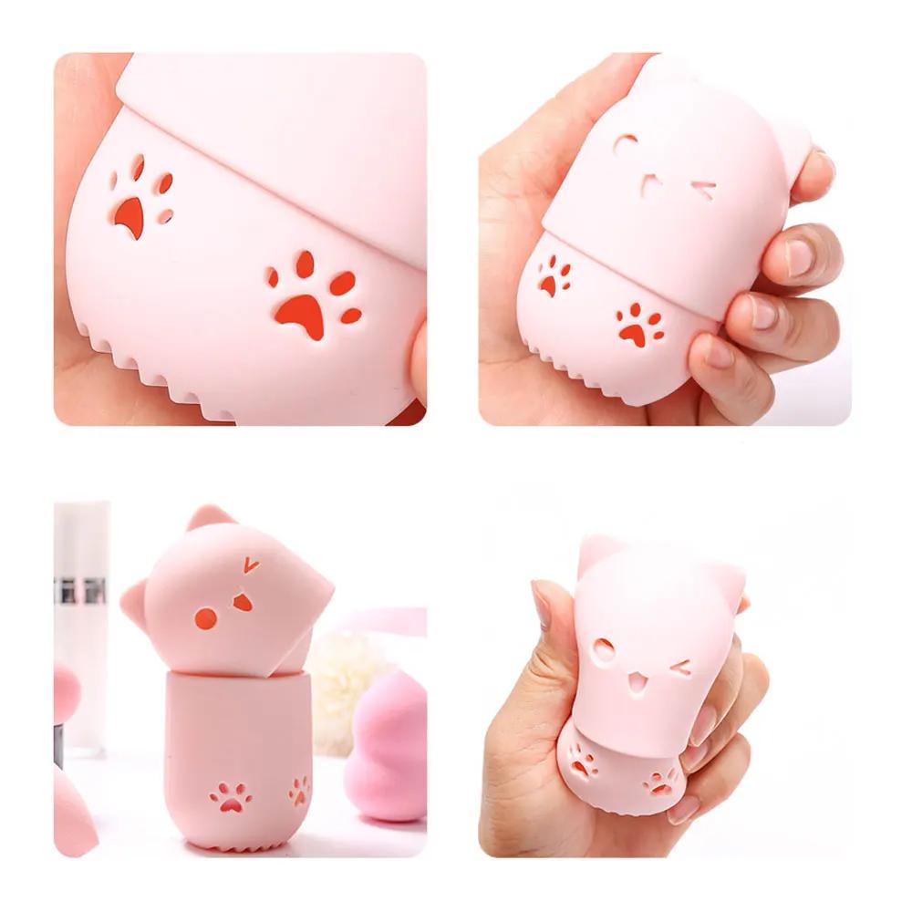Silicone world 1 x Silikon-Aufbewahrungsbox für Kosmetikschwämme, Eierständer, Make-up-Puderquaste, Trockenhalter, schimmelresistent, Kosmetikquasten-Etui