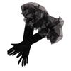 Elastic Ruffles Velvet Mittens Elegant Wedding Bridal Gloves Fashion Long Gloves  Women