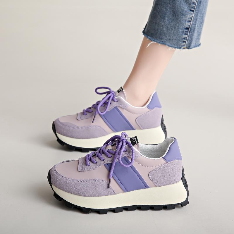 Women's Casual Thick Soled Sneakers 2024 Spring Summer New Style Soft Fabric Comfortable Breathable Anti-Slip Sports Board Shoes