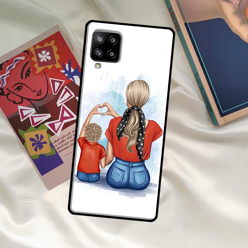 Black Brown Hair Baby Mom Girl Son Case For Samsung Galaxy A52 A32 A12 A33 A06 A16 A26 A36 A56 A15 A53 A13 A34 A54 A14 A35 A55