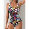 Maillot de bain une pièce sexy à imprimé abstrait d'été, Coupe ajustée et amincissante, Dos en U profond, Maillot de bain tendance accrocheur pour la plage, la piscine et les vacances