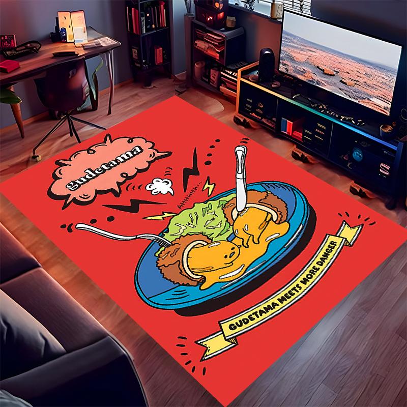 1pc Sanrio4 Print Area Rug - Soft, Washable Non-Slip Indoor Mat for Office Chairs, Living Room, Home Office Decorative Rug