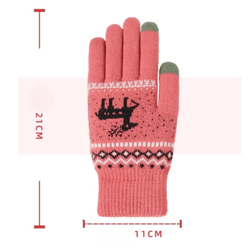 Женские зимние перчатки с толстой флисовой подкладкой, теплые трикотажные перчатки, совместимые с сенсорным экраном, противохолодные, мягкие перчатки