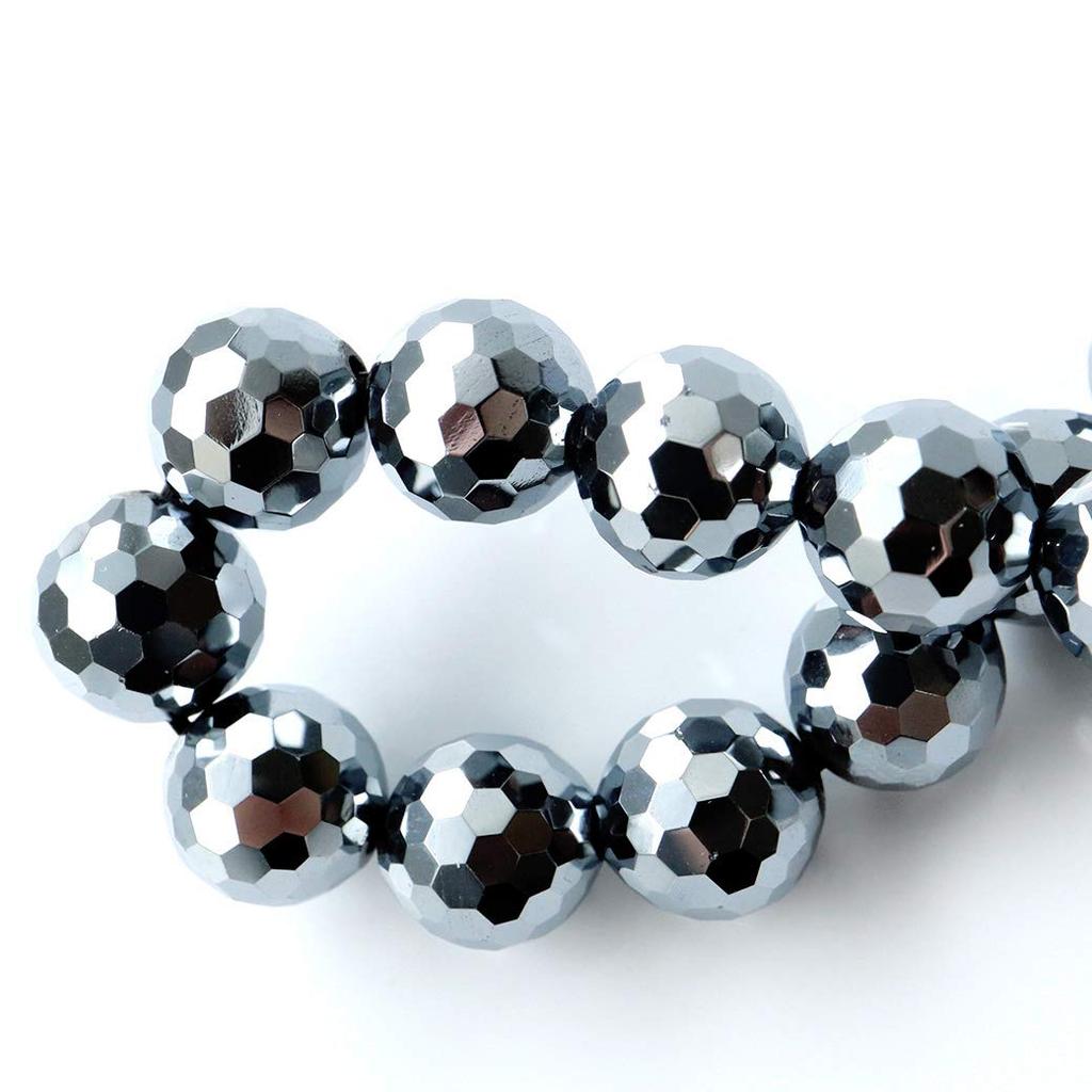 [GOLD STONE] High-Purity Mirror Cut Terahertz Stone Bracelet, 8mm, with Exclusive Box, Inner Circumference: Approx. 17.5cm