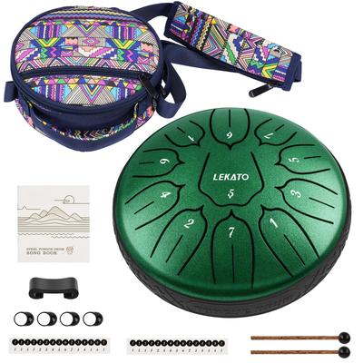 Tongue Drum Slit Drum 11 Notes 6 Inches with Storage Bag Musical Instrument Percussion Instrument Yoga Meditation Zen Prayer Sheet Music Included