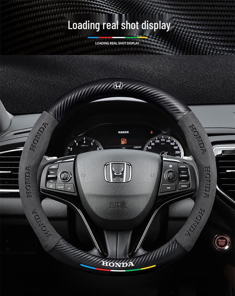 Honda UR-V 17-20 Winter Steering Wheel Cover - Genuine Leather, Suede, Carbon Fiber, Ultra-thin