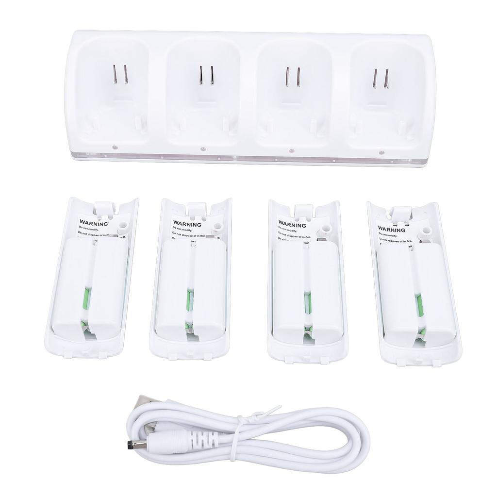 Controller Charger Station for Wii Remotes Controller Charger Dock Station with 4 Pack 2800mAh Rechargeable Battery