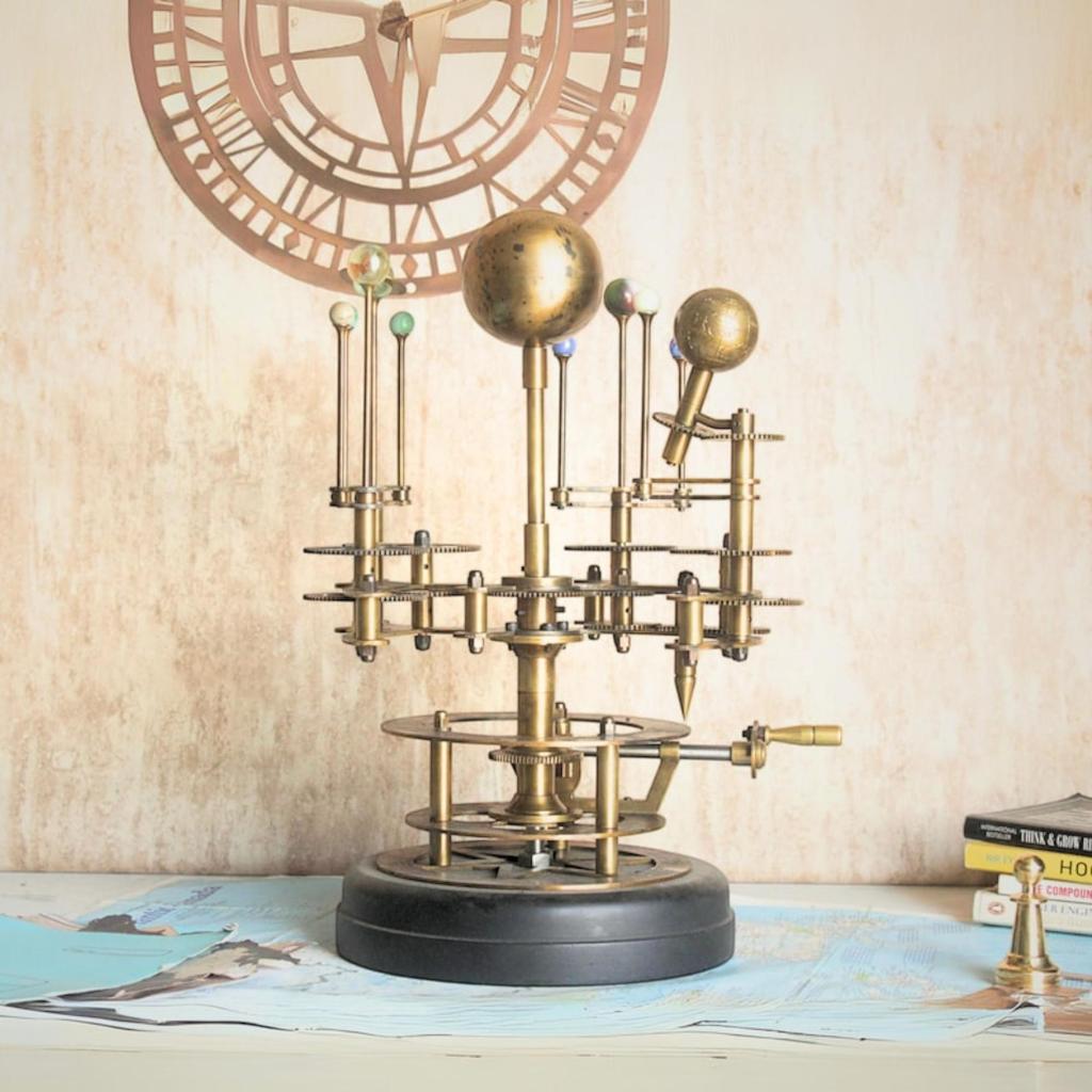 Rustic Orrery Solar System Celestial Model Fully Functional Antique Orrery with Saturn