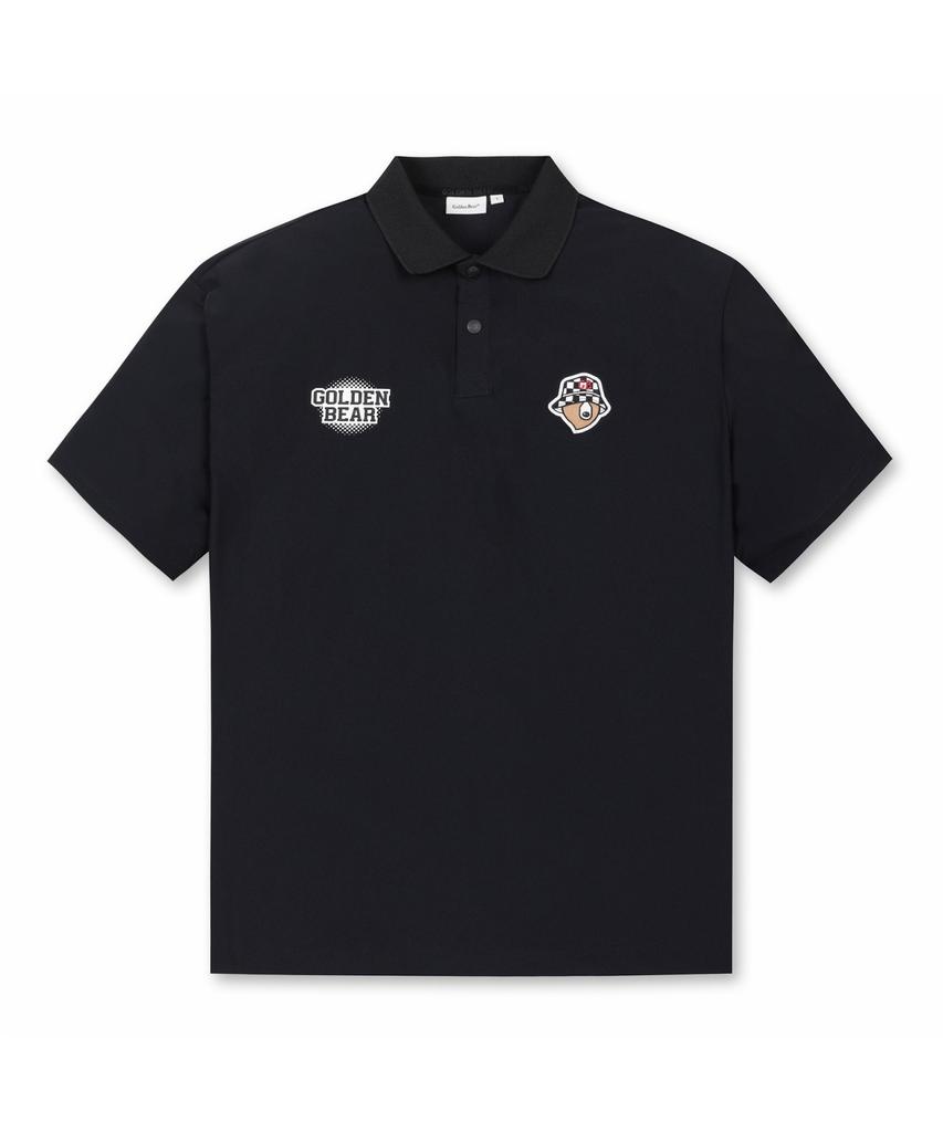 Goldeunbeeo (M) Checker Board Patterned Logo Collar T-Shirt G4Tam26411Bkx