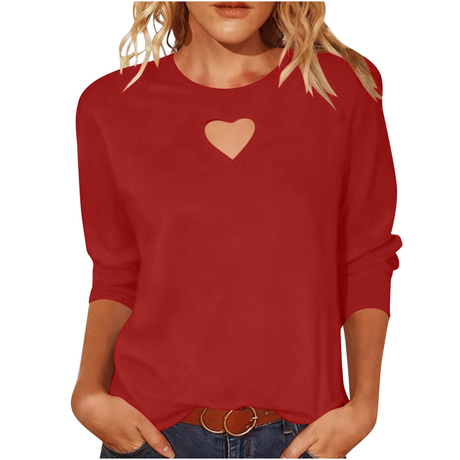 

Women s Fashionable Casual Three,Quarter Sleeve T,Shirt Top M червоний