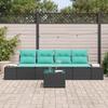 Sofa Set with Cushions 5 pcs Black Poly Rattan