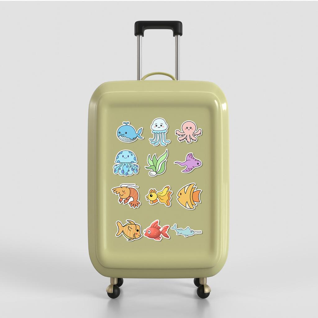 50 Cute Marine Life Graffiti Stickers Water Cup Computer Waterproof Decorative Stickers Creative DIY Stationery Stickers
