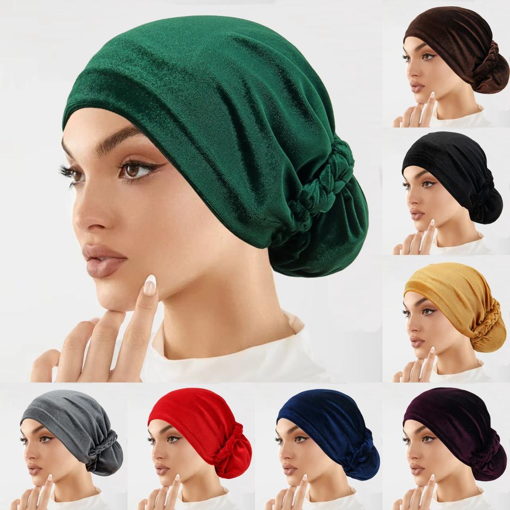 Turban Inner Hijabs Cap Hat Muslim Women's Headscarf Solid Color Hijab Bonnet