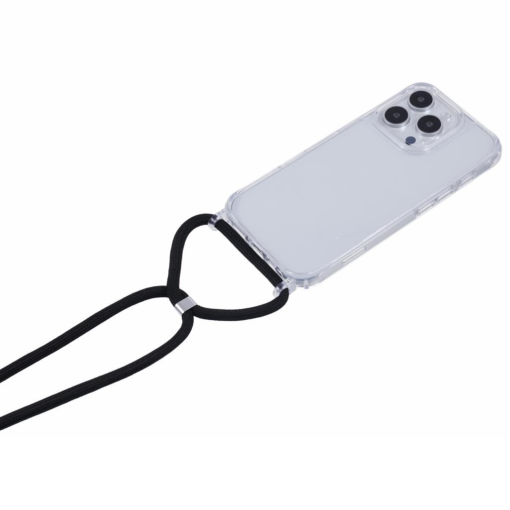 For iPhone 16 Pro Max Case TPU+PC Transparent Phone Cover with Adjustable Lanyard Strap