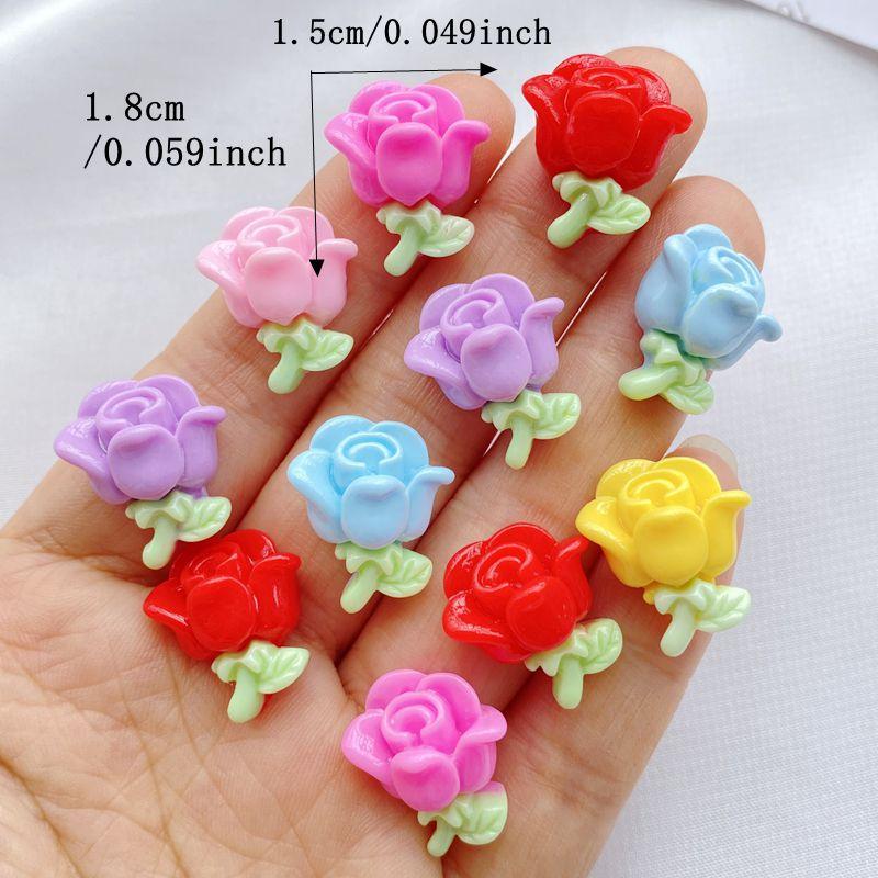 10Pcs New Cute Resin Cartoon Rose Series Flat Back Parts Embellishments For Hair Bows Accessories