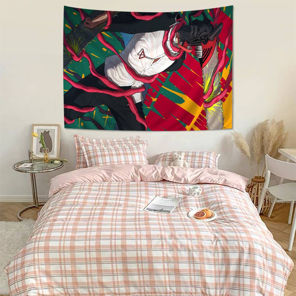 Anime Chainsaw Man Tapestry Art Printing Japanese Wall Tapestry Anime Wall Hanging Home Decor