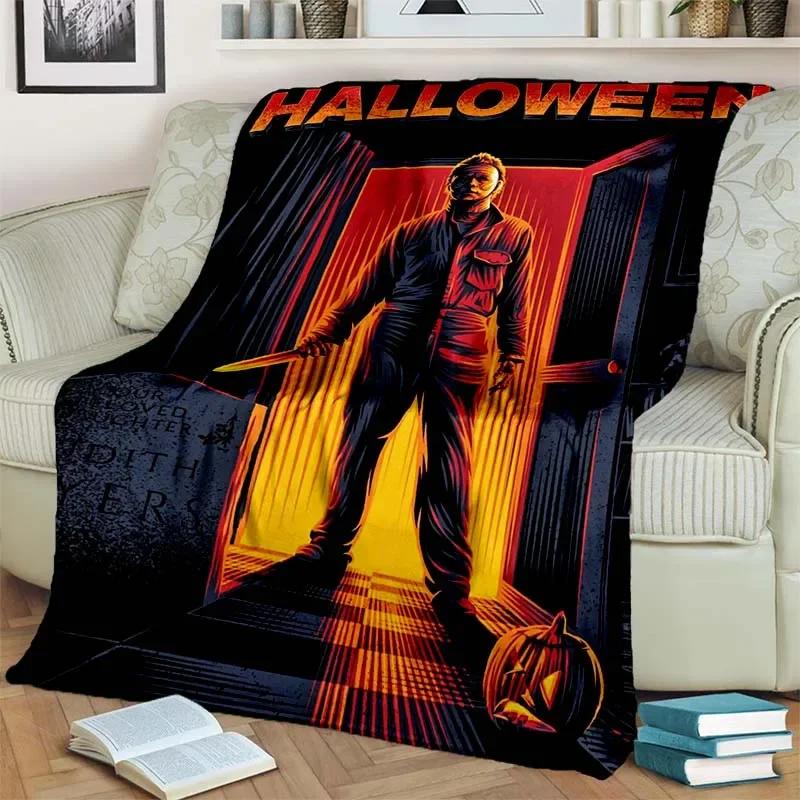 HD Horror Movie Game Halloween Gift Blanket Michael Myers Sofa Bed Decor Warm Flannel for Outdoor Picnic Car