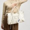 Spice girl rivet locomotive bag retro messenger leather large capacity tote bag niche leather handbag women