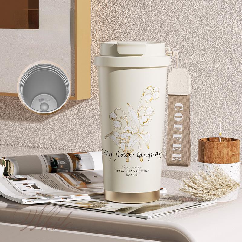 

Изолированная кофейная кружка из нержавеющей стали, кружка для питьевой воды с двойными стенками, модная кружка с соломинкой, изолированная кружка, подарочная рекламная кружка 501-600ml белый