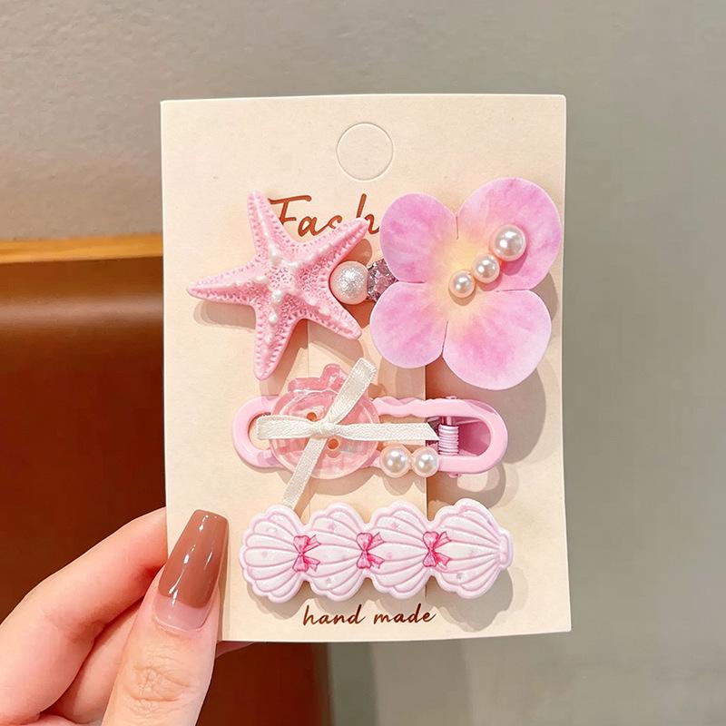 Pink 50-Piece Cute Hair Clip Set: Sweet Girly Japanese Cartoon Bangs Accessories