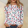 3D Christmas Snowflake Gradient Print Round Neck Long Sleeve T-shirt Casual Long Sleeve Top Party Loose Women's Top