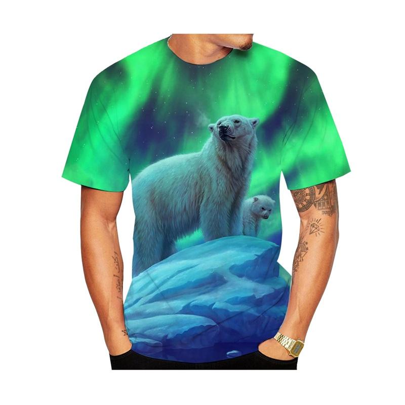 Cute Polar Bear Graphic T Shirts For Men Fashion Summer Short Sleeve 3D Animal Printed Kids T-shirts Casual Streetwear Tees Tops