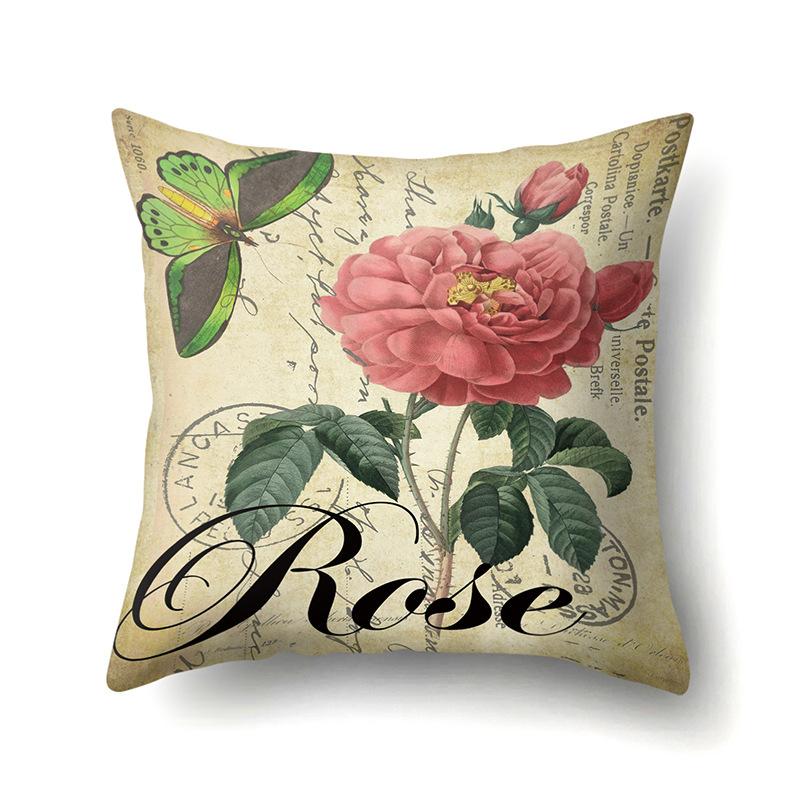 Polyester Pillowcase Automobile Decoration Retro Print Pillowcase Waist Cushion Cover Tower Bedside Cushion Cover